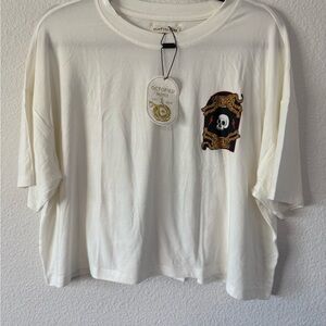 Octopied Mind White Cropped Graphic Tee